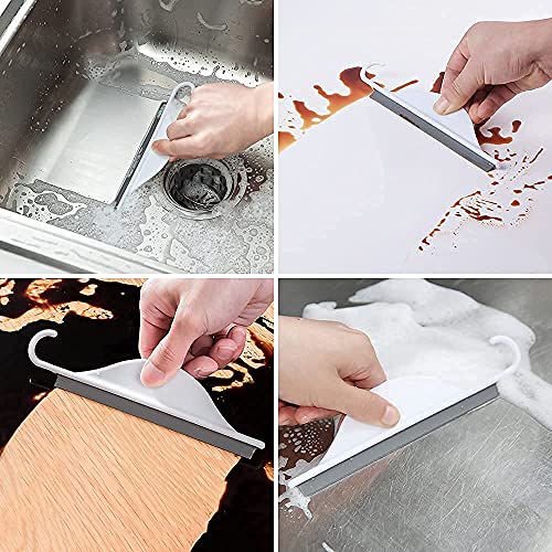 leuapl Tiny Bathroom Shower Mirror Squeegee with Hanging Hook, Silicone Mini Kitchen Countertop Squeegee, Water Wiper Scraper Cleaner Tool for Cleaning Sink, Counter, Tiles, Handy Window Glass Water Blade - Image 3