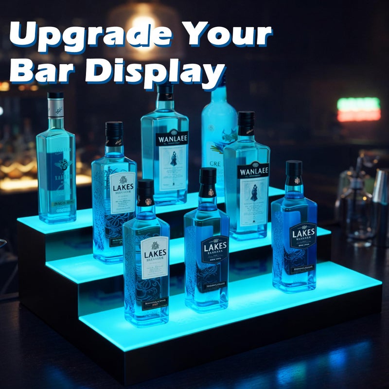 Royxen LED Lighted Liquor Bottle Shelf 3 Tier, 16 Inch Bar Shelf with Remote, Bottle Stand Multi-Color Lighting Modes for Bars - Image 2