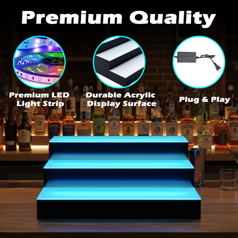 Royxen LED Lighted Liquor Bottle Shelf 3 Tier, 16 Inch Bar Shelf with Remote, Bottle Stand Multi-Color Lighting Modes for Bars - Image 5