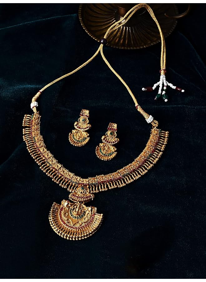 erorex Temple Jewelery Set For Women Golden Zpfk9639 - Image 3