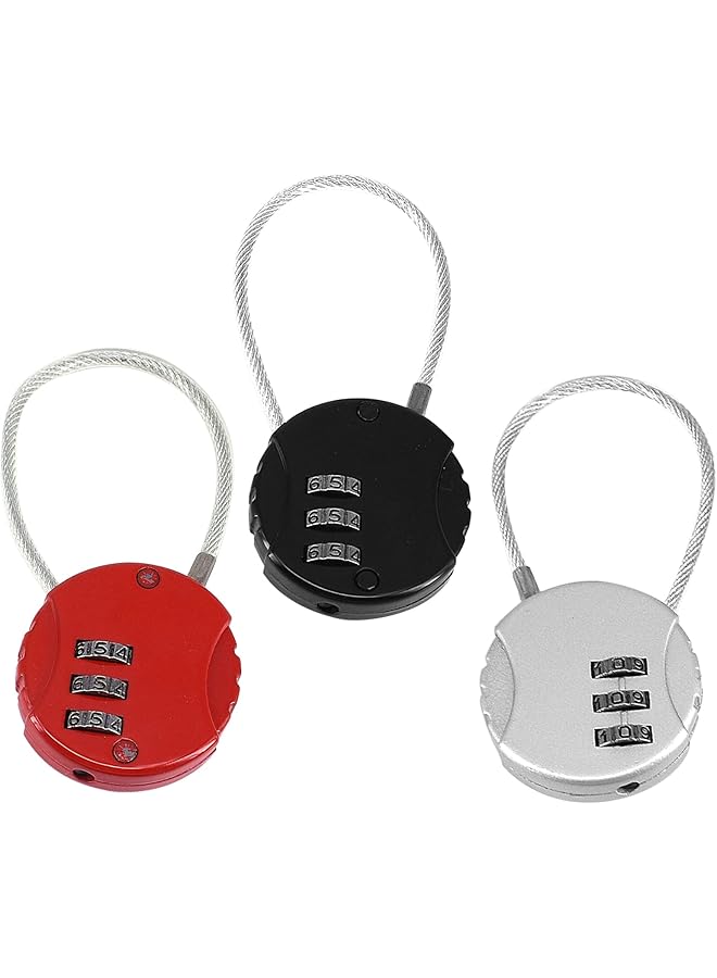 PROMASS 3 Pcs Steel 3 Digit Padlock with Numbers for Travel,Small Combination Lock Padlock Suitcase Locks for a Locker  - Image 1