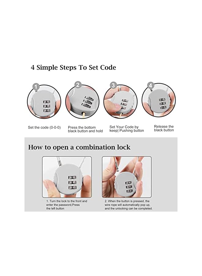 PROMASS 3 Pcs Steel 3 Digit Padlock with Numbers for Travel,Small Combination Lock Padlock Suitcase Locks for a Locker  - Image 4