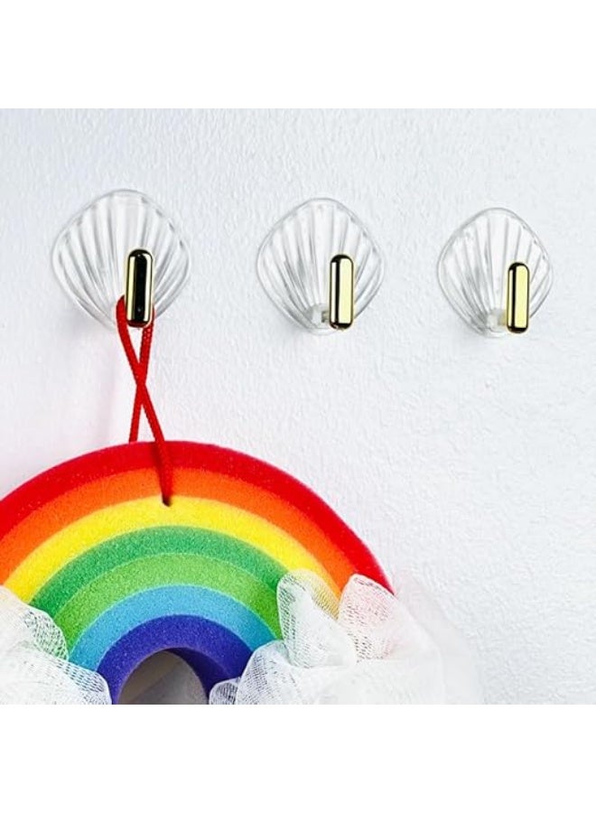 3-piece transparent hook set with gold handle and double-sided adhesive for hanging accessories and clothes - Image 1