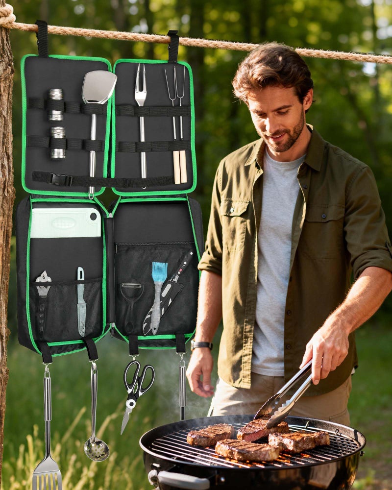 FANGSUN Camping Cooking Utensils, 16 PCS Portable Camping Kitchen Set with Grill Accessories, Camp Gifts for Men Dad, New Yearâ€˜s Presents for RV, Hiking, Picnic, Backpacking - Image 3