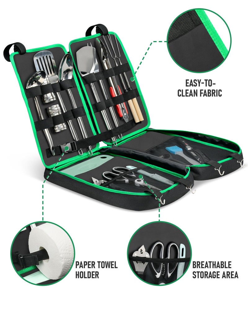 FANGSUN Camping Cooking Utensils, 16 PCS Portable Camping Kitchen Set with Grill Accessories, Camp Gifts for Men Dad, New Yearâ€˜s Presents for RV, Hiking, Picnic, Backpacking - Image 4