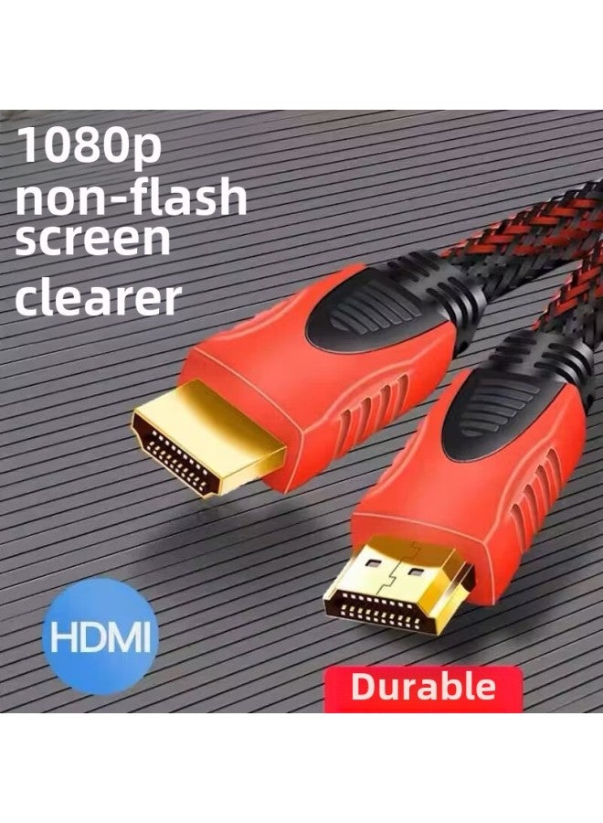 HDMI HD Data Cable Computer Connection Notebook Audio And Video Monitor Projector Conversion Cable-Color:Red And Black Network HDMI-Line Length:1 M  - Image 1
