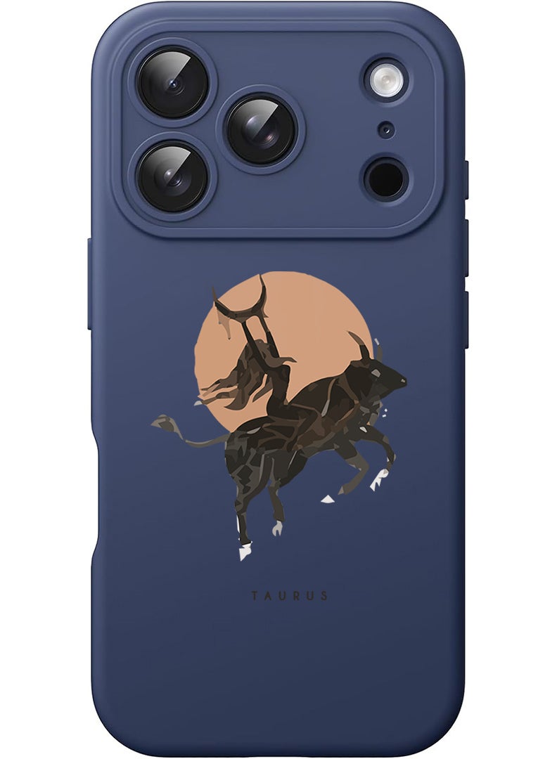 Theodor Protective Slim Fit Case Liquid Silicone Cover with Full Body Protection Anti-Scratch Shockproof Case For Apple iPhone 17 Pro Max (Blue) Taurus - Image 1