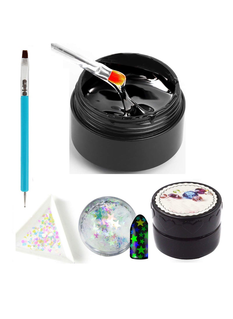 Minejin - Minejin Nail Art Rhinestone Builder Glue Soak Off UV Gelfor Gem Stones Jewelry Diamond Beads 8ml With Sequins And Pen Tool - Image 1