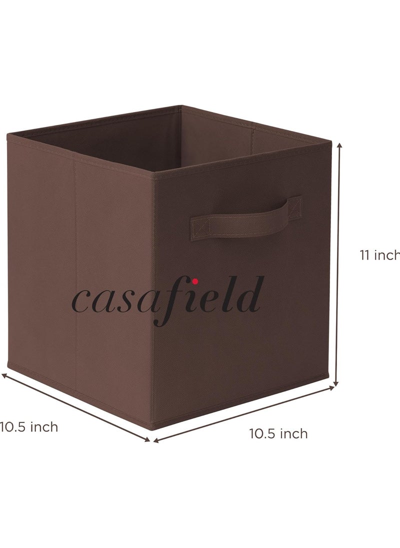 Collapsible Fabric Storage Cubes Organizer, Set of 6 Home Foldable Collapsible Storage Box, Fabric Cubby Organizer Baskets with Dual Handles, Cube Storage Bins for Shelf, Home and Office