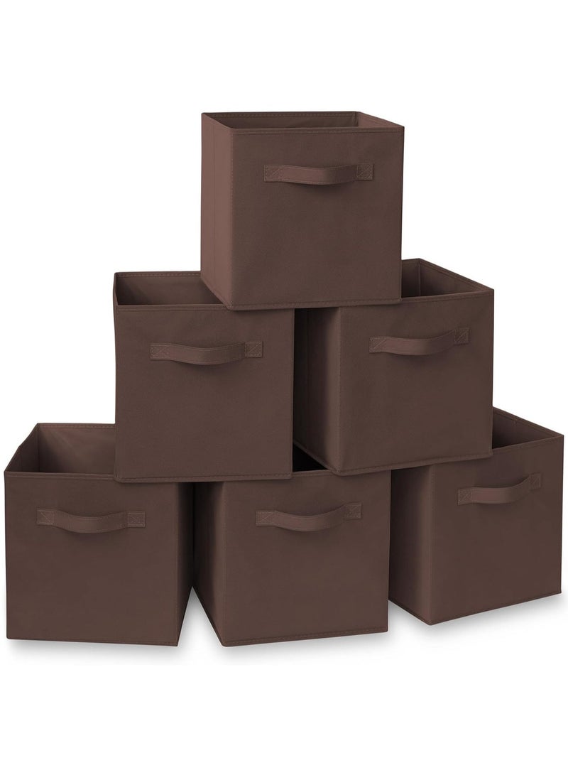 Casafield Collapsible Fabric Storage Cubes Organizer, Set of 6 Home Foldable Collapsible Storage Box, Fabric Cubby Organizer Baskets with Dual Handles, Cube Storage Bins for Shelf, Home and Office - Image 1