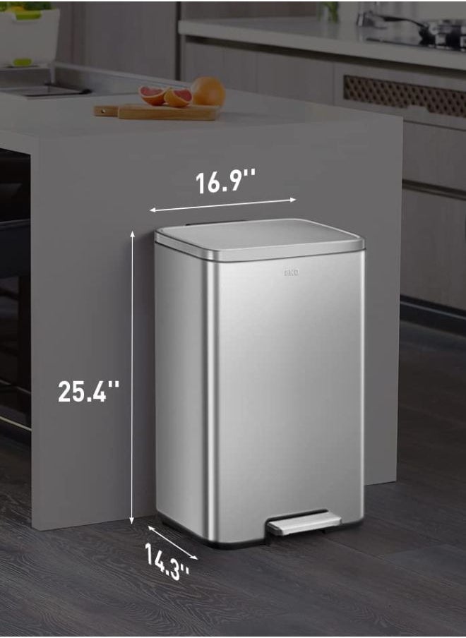 EKO EKO Madison Matte Stainless 50 Liter/13.2 Gallon Step Trash Can w/Inner Liner - Fingerprint Resistant Finish  - Image 5