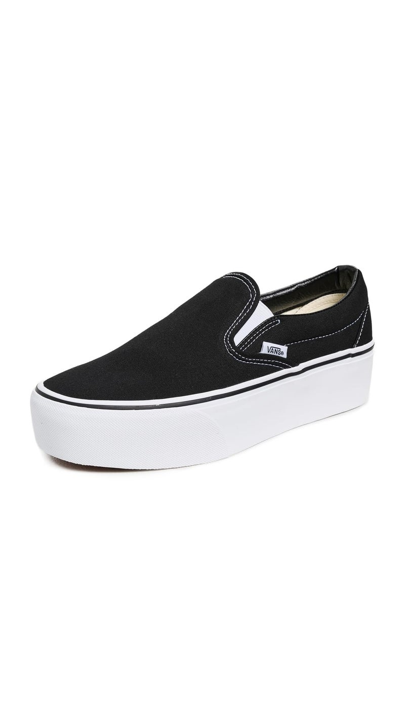 Vans Unisex UA Classic Slip-On Stackform Sneakers, Black/True White, 7.5 US Women/6 US Men - Image 1