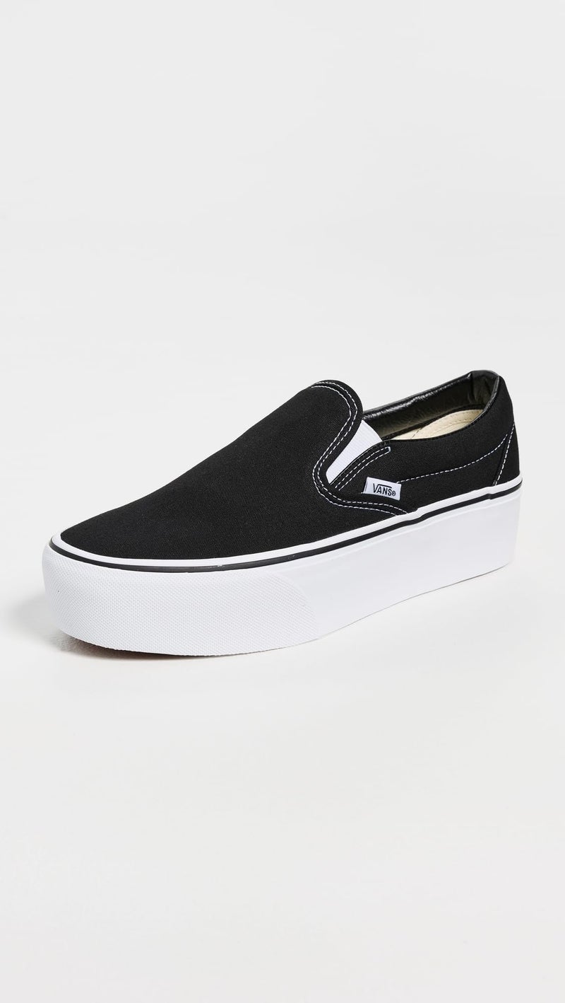 Vans Unisex UA Classic Slip-On Stackform Sneakers, Black/True White, 7.5 US Women/6 US Men - Image 2