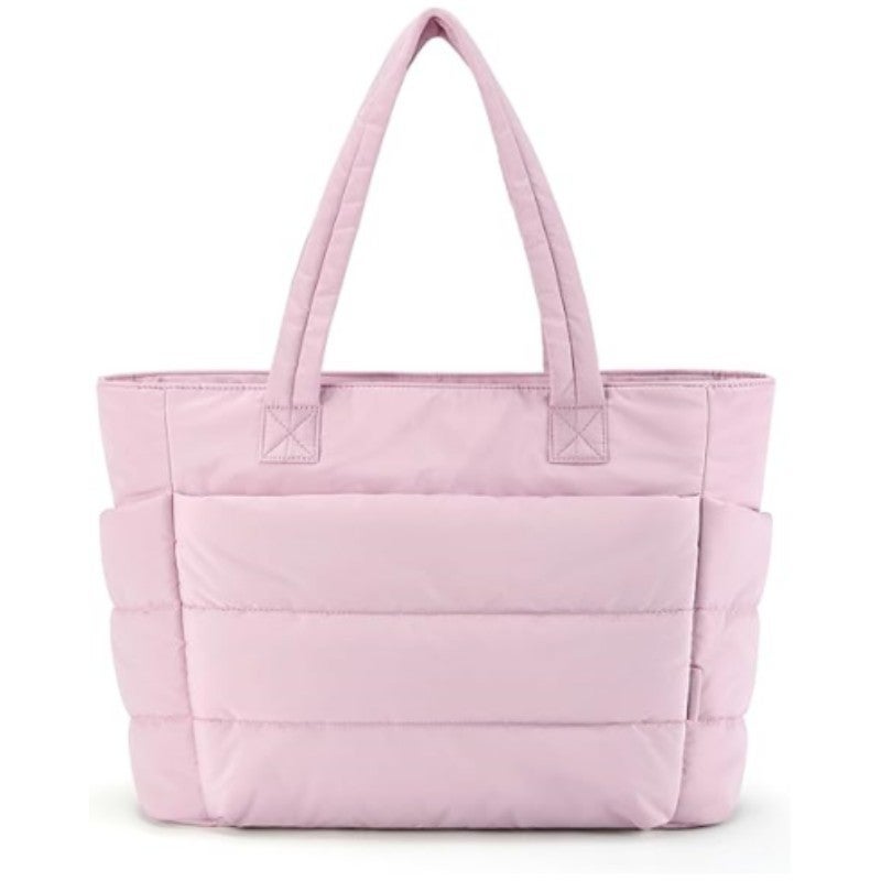 Large Capacity Lightweight Quilted Solid Color Nylon Women's Shoulder Tote Bag - Image 1
