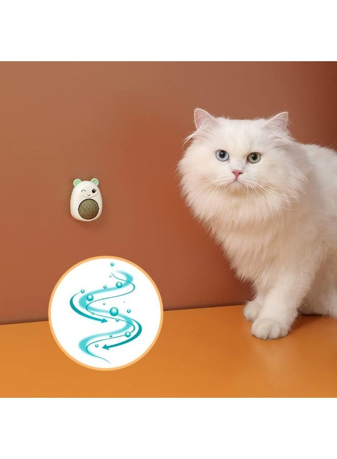 3 عبوات من كرات النعناع البري الجدارية مع غطاء، كرات النعناع البري الطبيعية الصالحة للأكل، ألعاب القطط الصغيرة القابلة للدوران، على شكل كرتوني على الحائط، كرة النعناع البري للحيوانات الأليفة، ألعاب تفاعلية لتنظيف الأسنان وتخفيف القلق