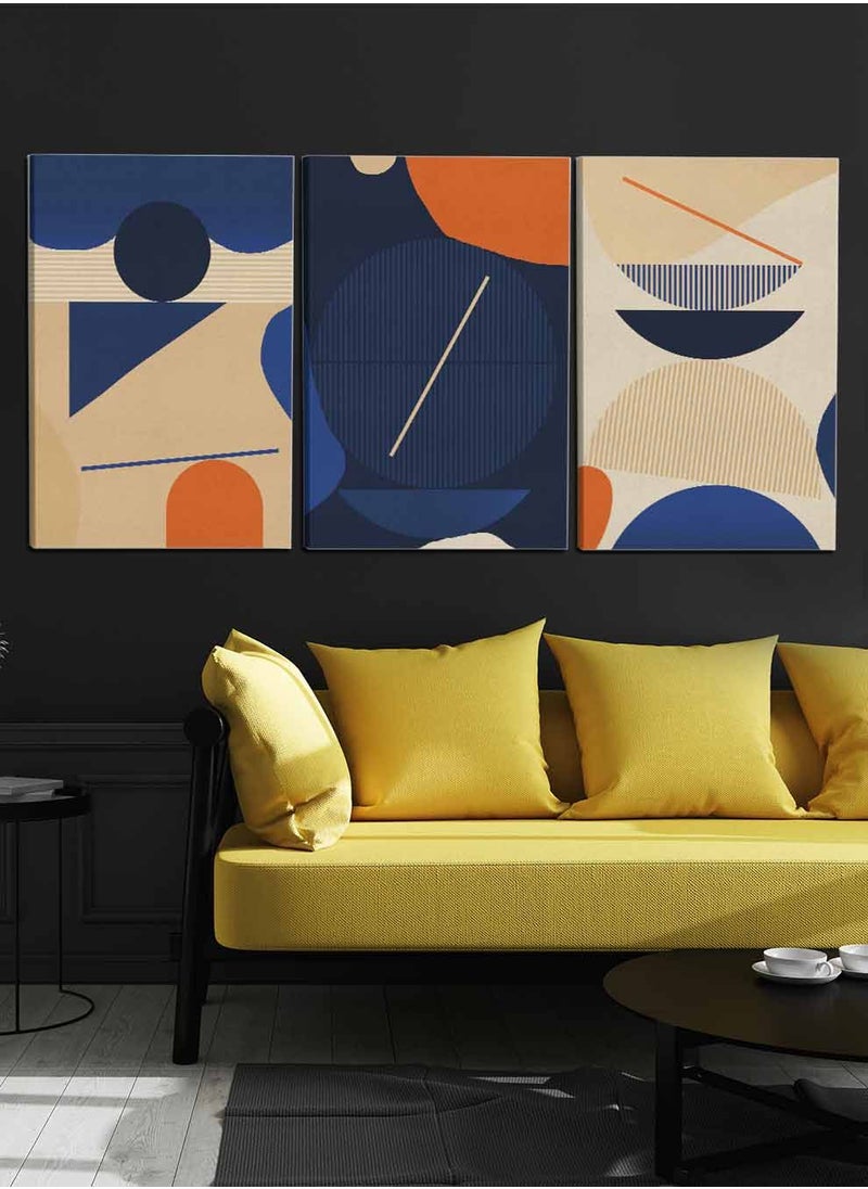 LOWHA Set Of 3 Framed Canvas Wall Arts Stretched Over Wooden Frame, Abstract Contemporary Artistic Paintings, For Home, Living Room, Office Decor  - Image 3