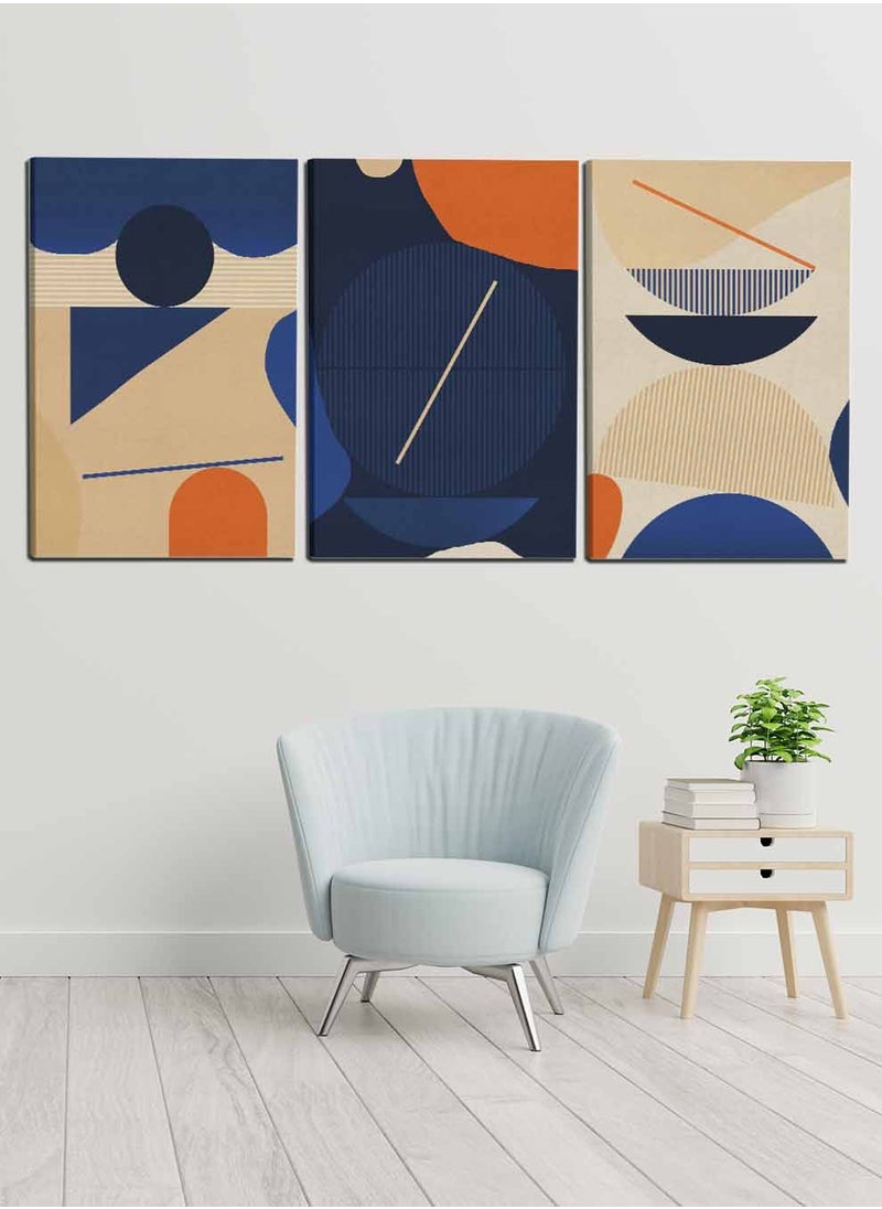 LOWHA Set Of 3 Framed Canvas Wall Arts Stretched Over Wooden Frame, Abstract Contemporary Artistic Paintings, For Home, Living Room, Office Decor  - Image 2