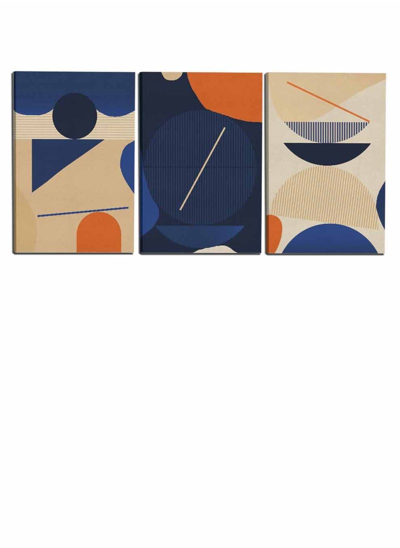 LOWHA Set Of 3 Framed Canvas Wall Arts Stretched Over Wooden Frame, Abstract Contemporary Artistic Paintings, For Home, Living Room, Office Decor  - Image 4