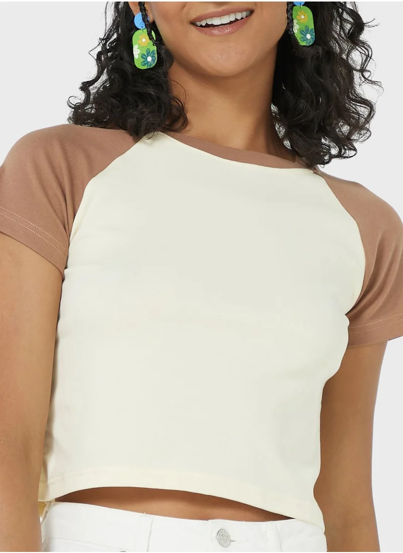 Ginger Contrast Raglan Sleeve Tshirt