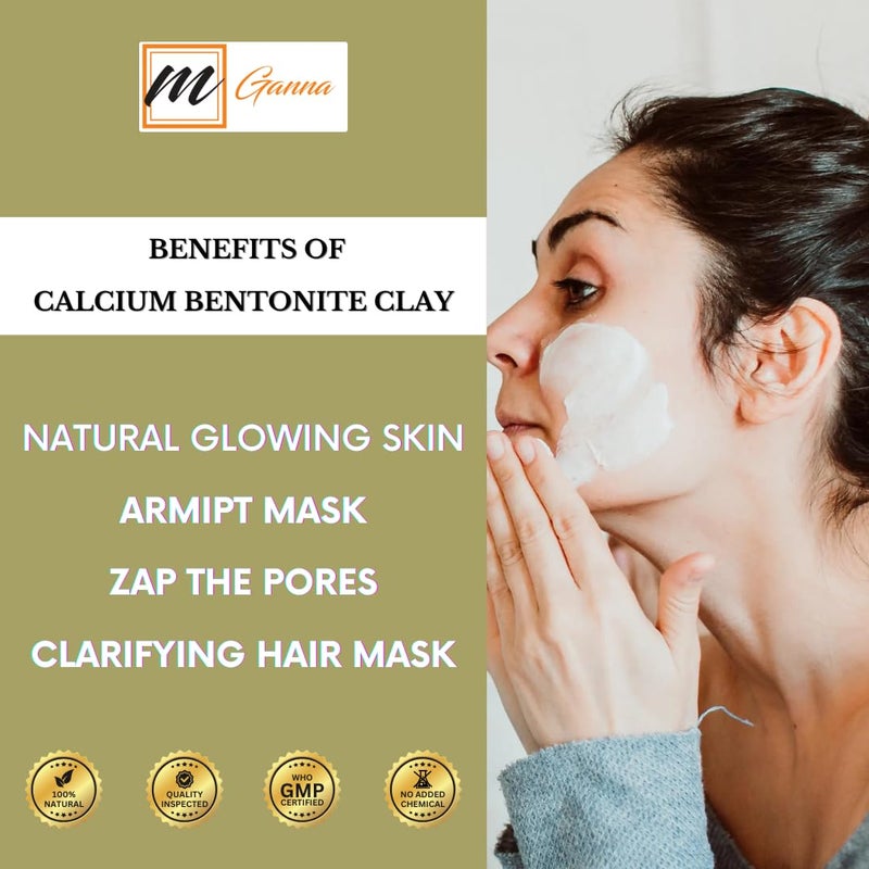 mGanna 100% Natural Calcium Bentonite Clay Powder for Facial Masks, Creams, Body Wraps and Soap Making 0.5 LBS / 227 GMS - Image 4