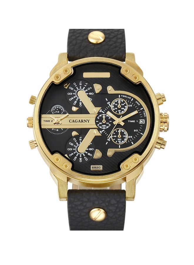 Cagarny Men's Leather Analog Watch 6820 Movement Scratch-Resistant Sapphire Crystal Stainless Steel Case Ideal for Business Casual Wear Gift - Image 1