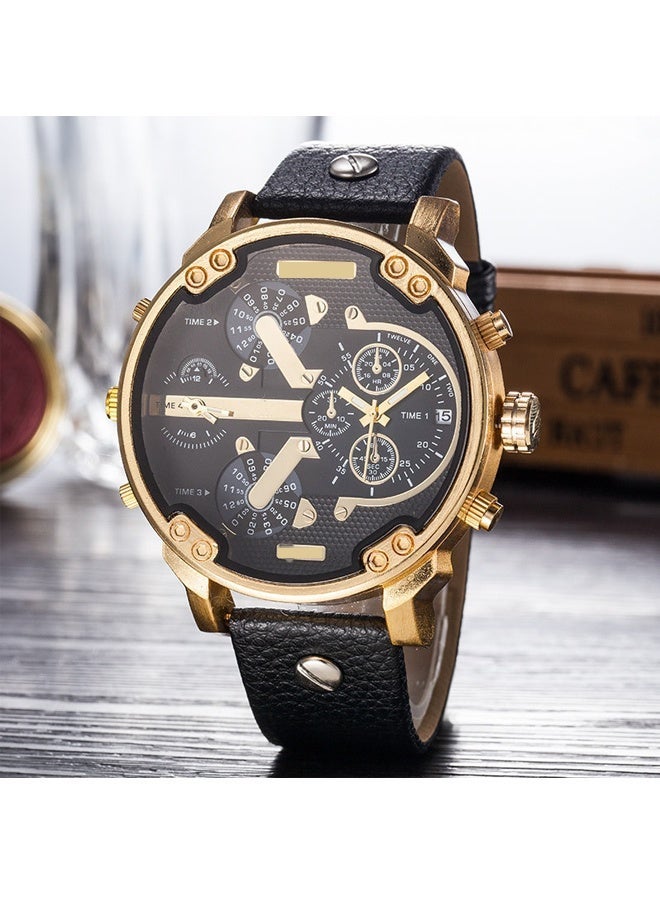 Cagarny Men's Leather Analog Watch 6820 Movement Scratch-Resistant Sapphire Crystal Stainless Steel Case Ideal for Business Casual Wear Gift - Image 4