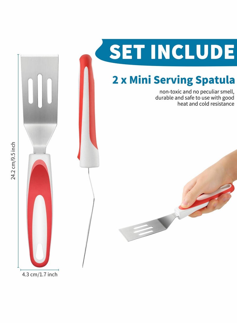 نيبمينينت Mini Brownie Serving Spatula Stainless Steel Cut and Serve Turner Cookie Slotted for Flipping Egg Cooking Baking Kitchen Utensil, 9.5 x 1.7 Inch 2 Pieces - Image 3