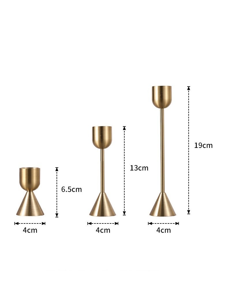 Y&D Brass Gold Candlestick Holder - Set of 3 Taper Candle Holder Vintage Decorative Centerpiece for Table Mantel Wedding Housewarming Gift - Image 5