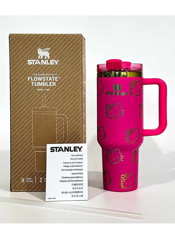 Stanley Stainless Steel Vacuum Insulated Bucket With Lid And Straw Suitable For Holding Water Iced Tea Coffee Milkshakes Etc With A Capacity Of. 40 oz.