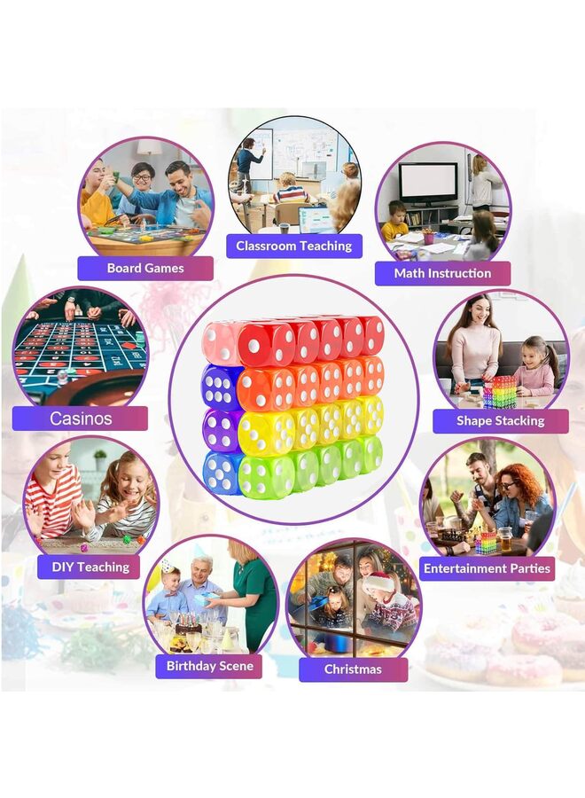 40PCS Dice Set, 16MM Colored Game Bulk Dices, Colorful Dices, 6 Sided Dice for Classroom Teaching, Board Game, Playing, Rolling, Small Six Sided 8 Color(candy colors) - Image 5