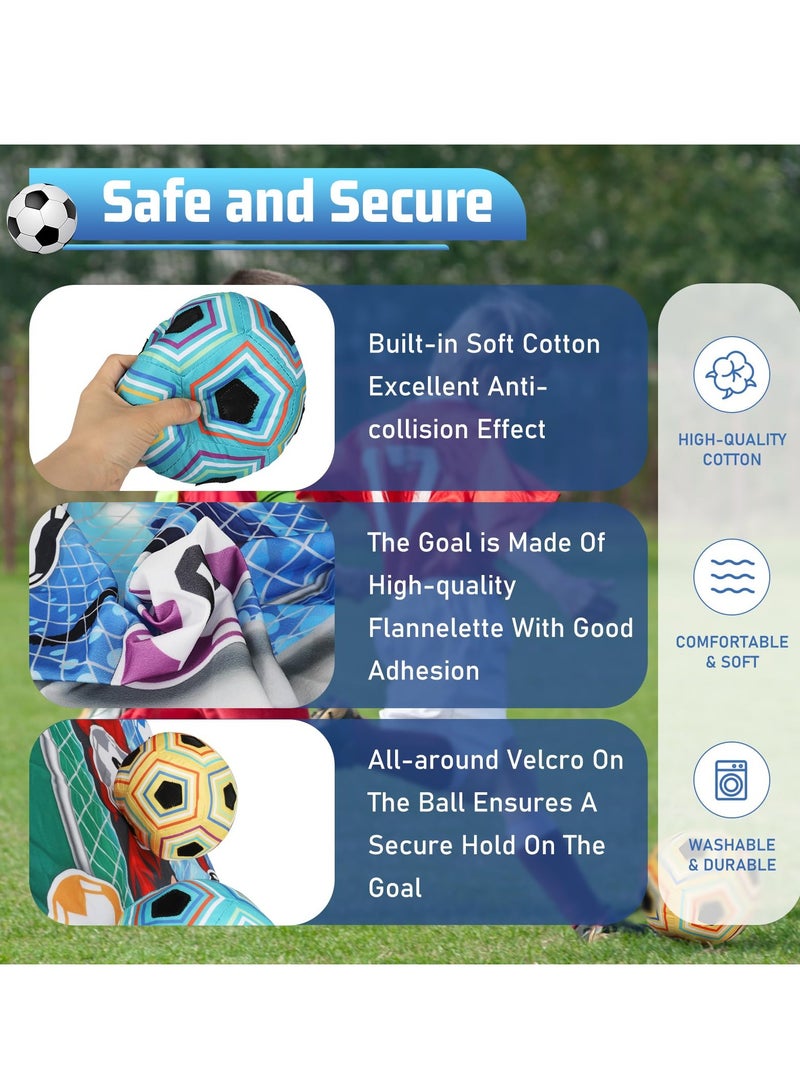 كرة قدم للأطفال، لعبة كرة قدم خارجية للأطفال والكبار، مجموعة كرة قدم، تتضمن مرمى كرة قدم من الفلانيل، كرتين قدم، 4 خطافات لاصقة، 4 شرائط سوداء، و4 أوتاد أرضية - Image 4