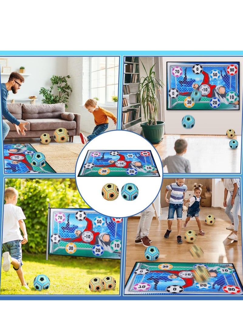 كرة قدم للأطفال، لعبة كرة قدم خارجية للأطفال والكبار، مجموعة كرة قدم، تتضمن مرمى كرة قدم من الفلانيل، كرتين قدم، 4 خطافات لاصقة، 4 شرائط سوداء، و4 أوتاد أرضية - Image 5