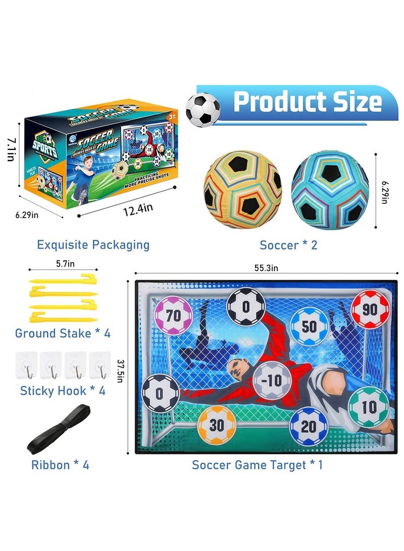 Kids Soccer, Outdoor Soccer Game for Kids and Adults, Soccer Set, Including 1 Flannel Soccer Goal, 2 Soccer Balls, 4 Sticky Hooks, 4 Black Ribbons and 4 Ground Stakes - Image 5