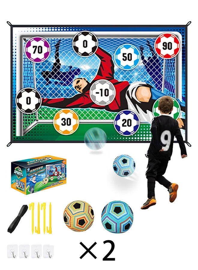 Kids Soccer, Outdoor Soccer Game for Kids and Adults, Soccer Set, Including 1 Flannel Soccer Goal, 2 Soccer Balls, 4 Sticky Hooks, 4 Black Ribbons and 4 Ground Stakes - Image 1