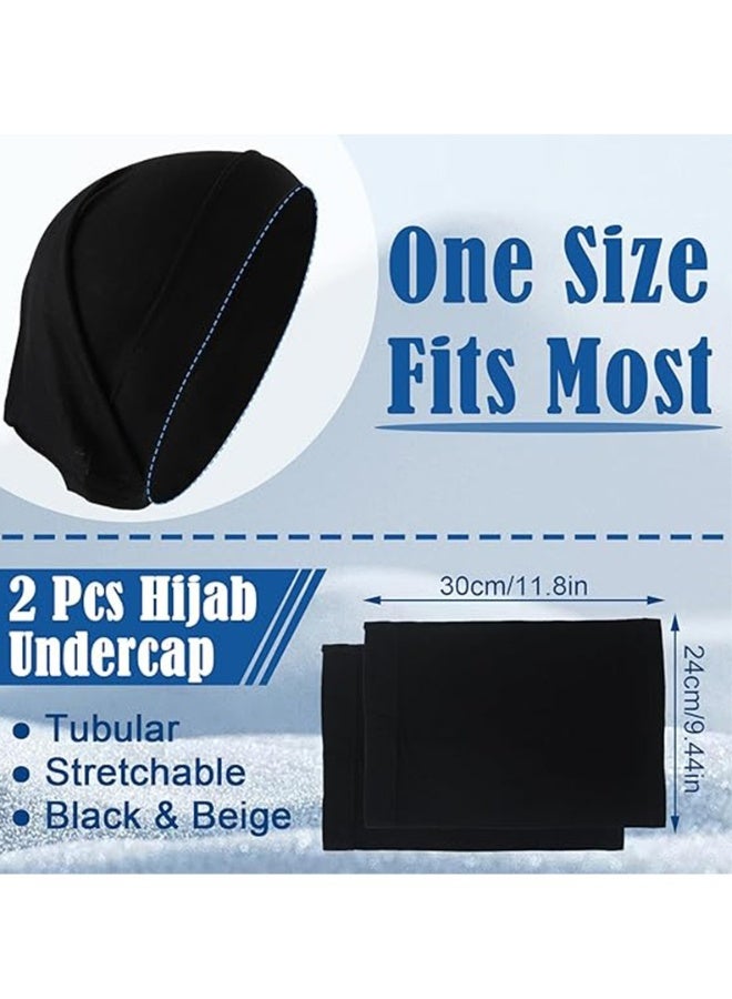 Topleo 2 Packs Women Hijab Undercap Cotton Tube Cap Hijab Breathable Hijab Cap Underscarf Hijab Scarf for Women Muslim Headscarf Headwrap Black - Image 2