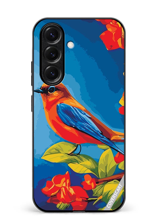 VR CREATIVE Protective Case Cover For Samsung Galaxy S25 Bird Sits Branch Cherry Blossoms Design Multicolour