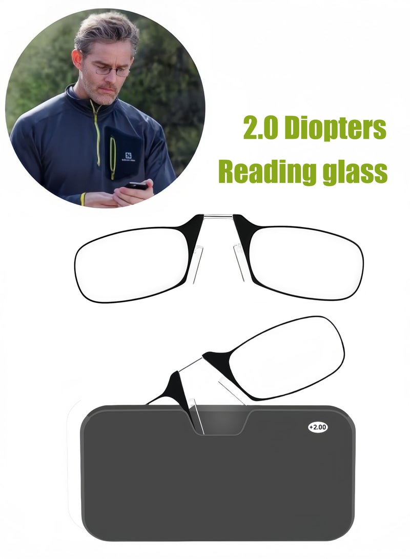 Square reading glasses with ultra-thin glasses case, ultra-light glasses without temples - Image 1
