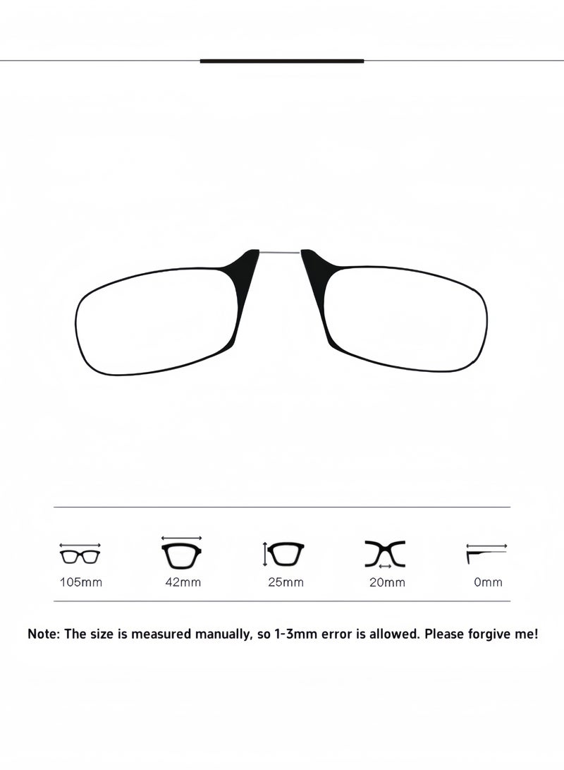 Square reading glasses with ultra-thin glasses case, ultra-light glasses without temples - Image 2