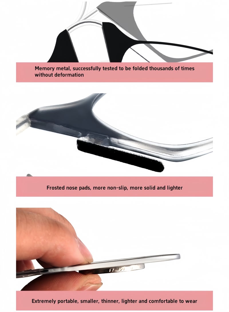 Square reading glasses with ultra-thin glasses case, ultra-light glasses without temples - Image 3