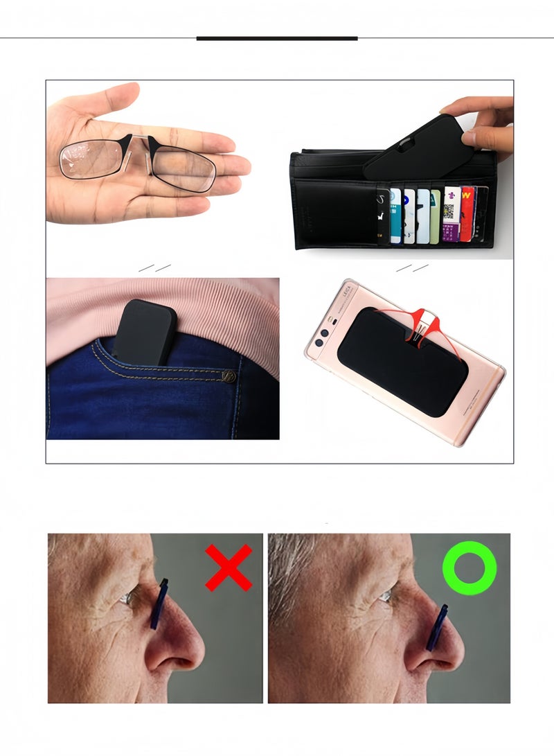 Square reading glasses with ultra-thin glasses case, ultra-light glasses without temples - Image 5