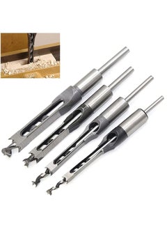 XiuWoo Square Hole Drill Bits for Wood, 4 PCS Woodworking Saw Mortising Chisel Bits,(Size: 6.4mm/8mm/9.5mm/12.7mm)  - Image 1