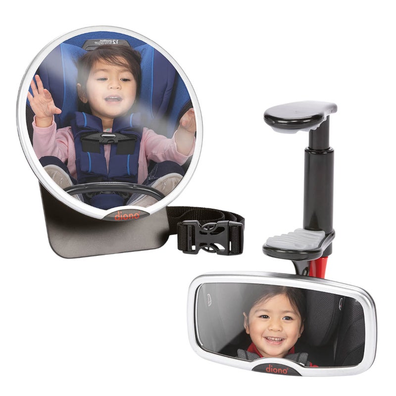 Diono Baby Car Mirror 2 Pack, Includes Safety Car Seat Mirror for Rear Facing Infant & See Me Too Rear View Baby Mirror Both Fully Adjustable with Wide Crystal Clear View, Shatterproof, Crash Tested - Image 1