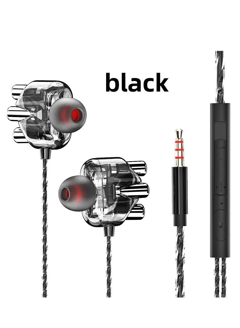 سماعات رأس داخل الأذن ومكبرات صوت مزدوجة ديناميكية ذكية لضبط سماعات الهاتف المحمول (أسود) - Image 1