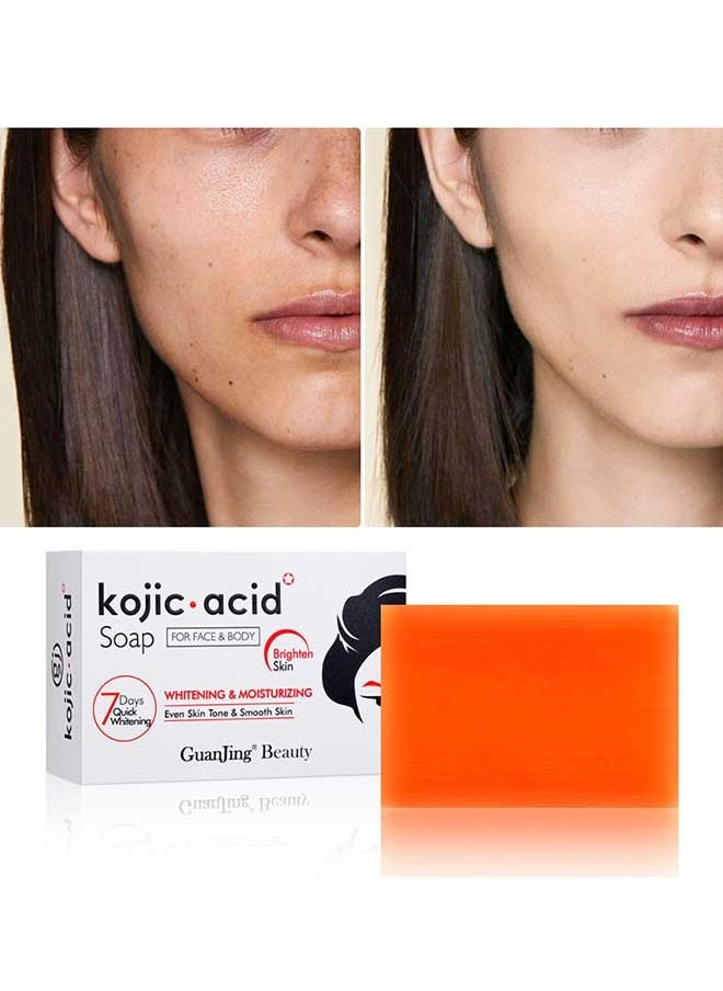KOJIC ACID Kojic Acid Soap, Moisturizing The Skin, Brightening And Moisturizing The Face, Handmade Soap,Brighten Skin, Well-Hydrated,Effectively Fix Dark,Spots &Uneven Skin Tone 120g  - Image 1