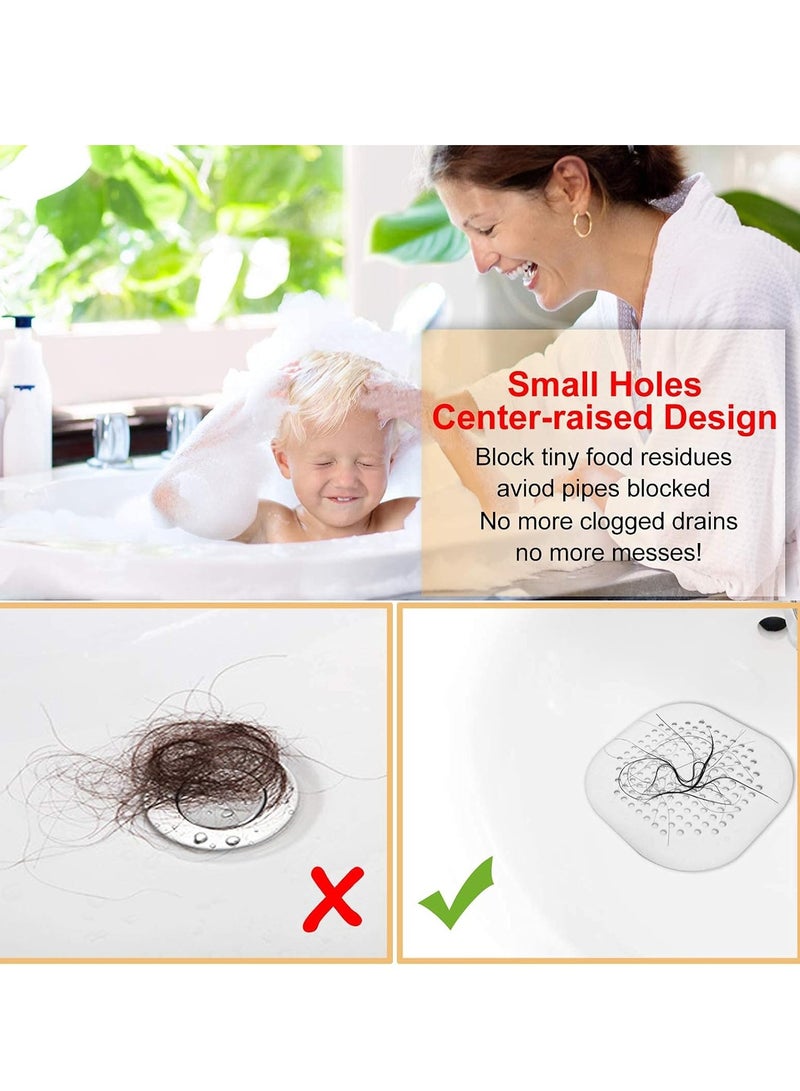 Hair Drain Catcher,Square Drain Cover for Shower Silicone Hair Stopper with Suction Cup,Easy to Install Suit for Bathroom,Bathtub,Kitchen 4 Pack (Aluminium Grey) - Image 2