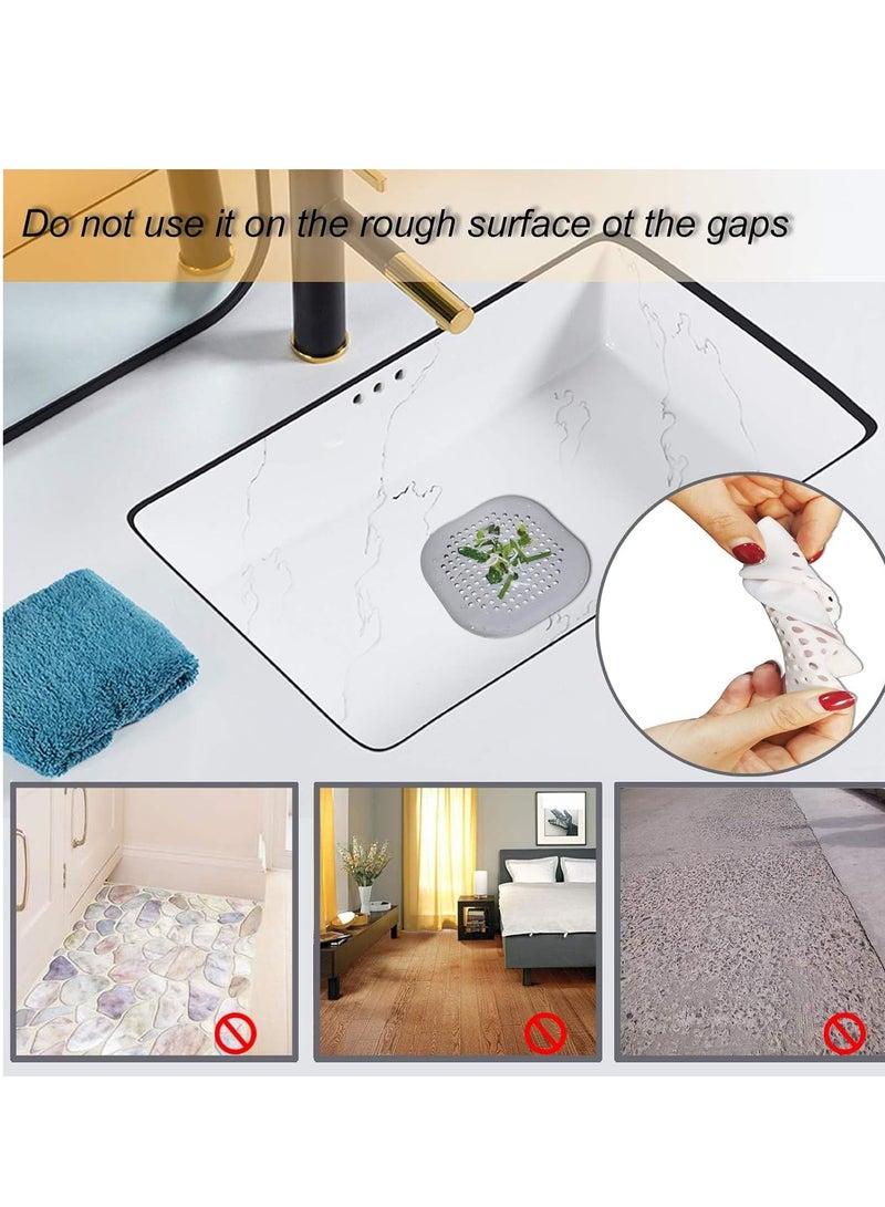 Hair Drain Catcher,Square Drain Cover for Shower Silicone Hair Stopper with Suction Cup,Easy to Install Suit for Bathroom,Bathtub,Kitchen 4 Pack (Aluminium Grey) - Image 3