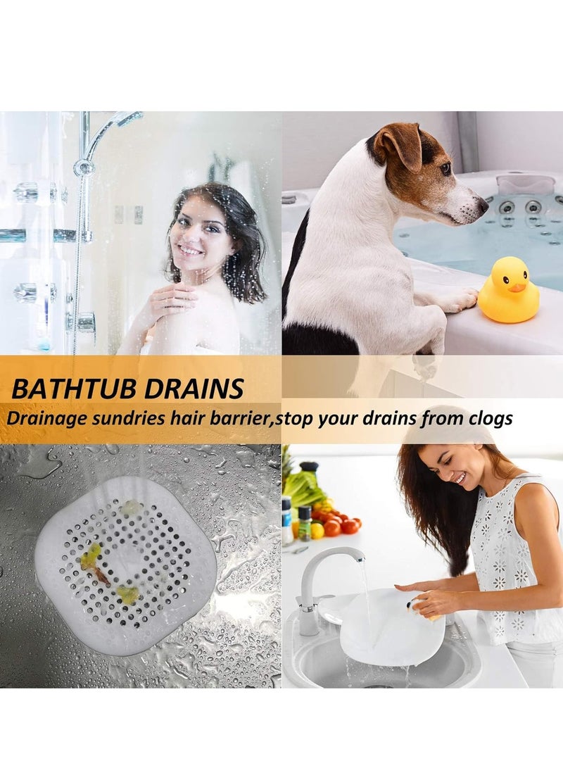 Hair Drain Catcher,Square Drain Cover for Shower Silicone Hair Stopper with Suction Cup,Easy to Install Suit for Bathroom,Bathtub,Kitchen 4 Pack (Aluminium Grey) - Image 4