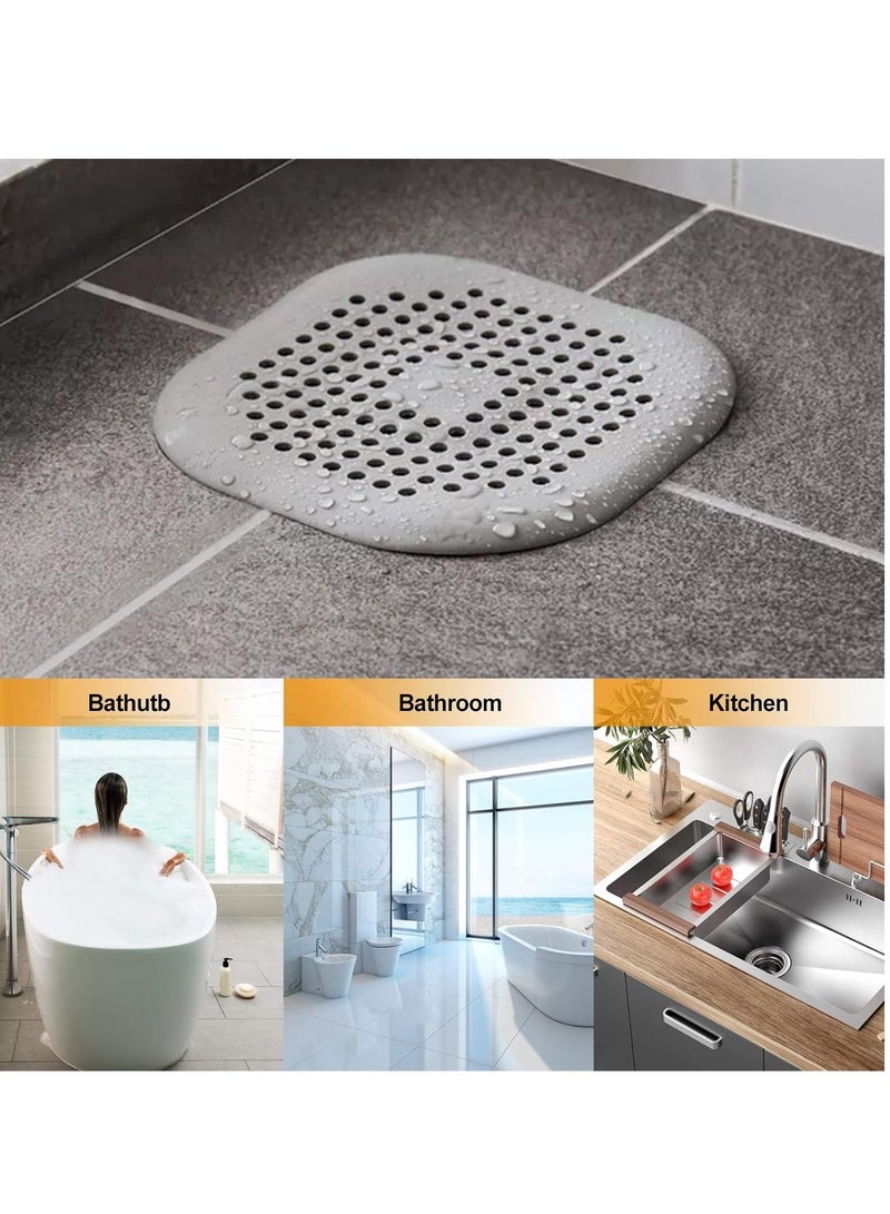 Hair Drain Catcher,Square Drain Cover for Shower Silicone Hair Stopper with Suction Cup,Easy to Install Suit for Bathroom,Bathtub,Kitchen 4 Pack (Aluminium Grey) - Image 5