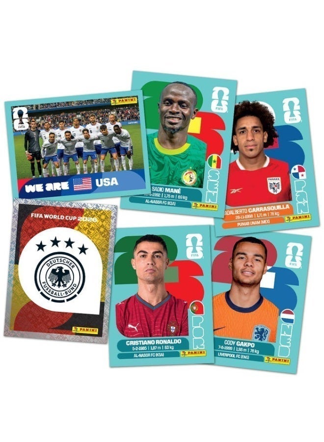 Panini ملصقات نجوم كأس العالم 2026 - عبوة 50 قطعة بطاقات قابلة للتحصيل - لعبة تفاعلية للأطفال والكبار - Image 3