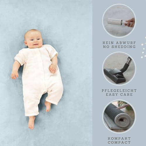 Hakuna Matte CloudSoft Baby Play Mat for Floor 60" x 80" Blue – Coral Velvet Memory Foam Rug for Crawling & Cozy Play – Non-Slip, Water-Resistant, Easy-CareTummy Time Mat, Playmat for Playpen - Image 4